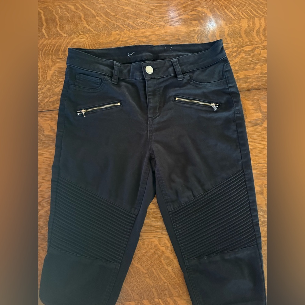 Tinseltown brand black cotton stretch moto leggings sz 7